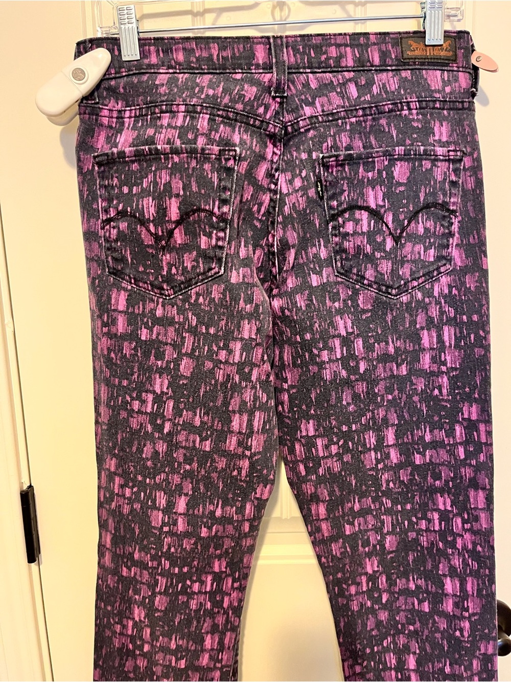 Levi's Black and Pink Patterned Skinny Jeans